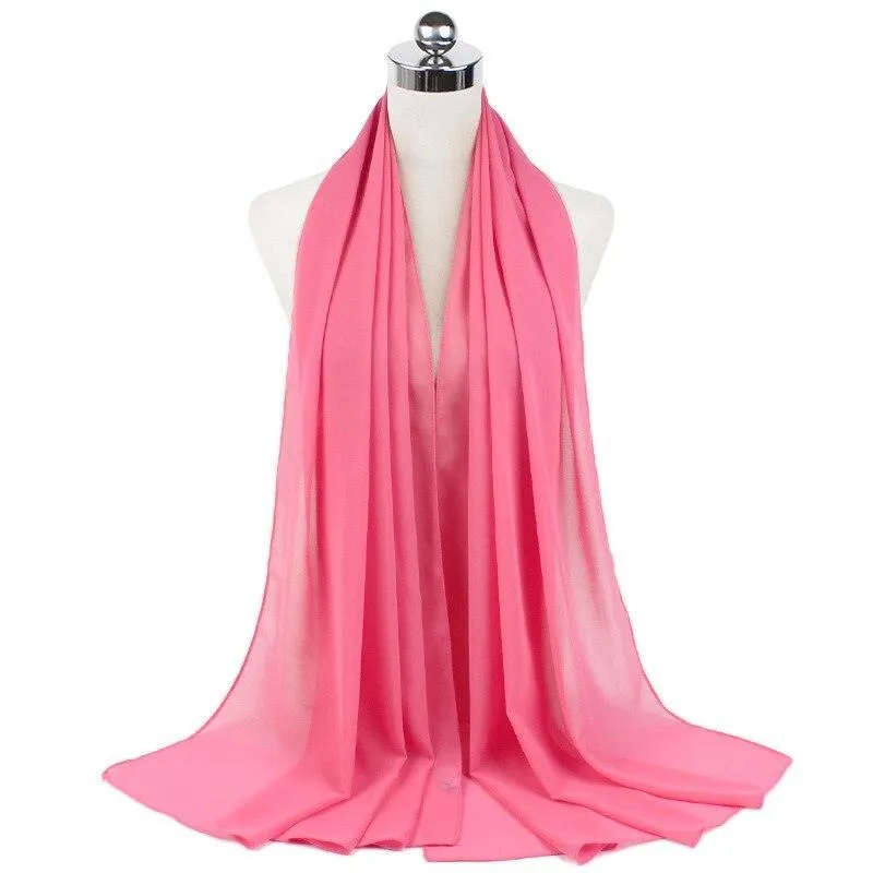 Solid Color Muslim Chiffon Scarf Hijab Headband for Women