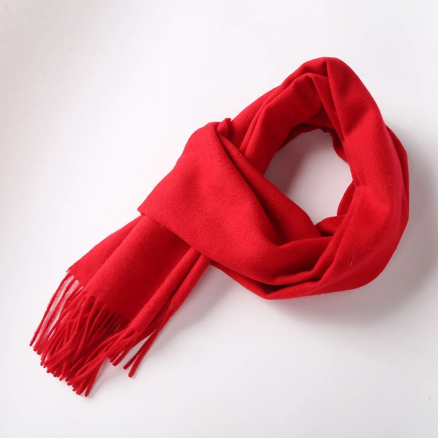 Solid Color Woolen Scarf Red WO4002