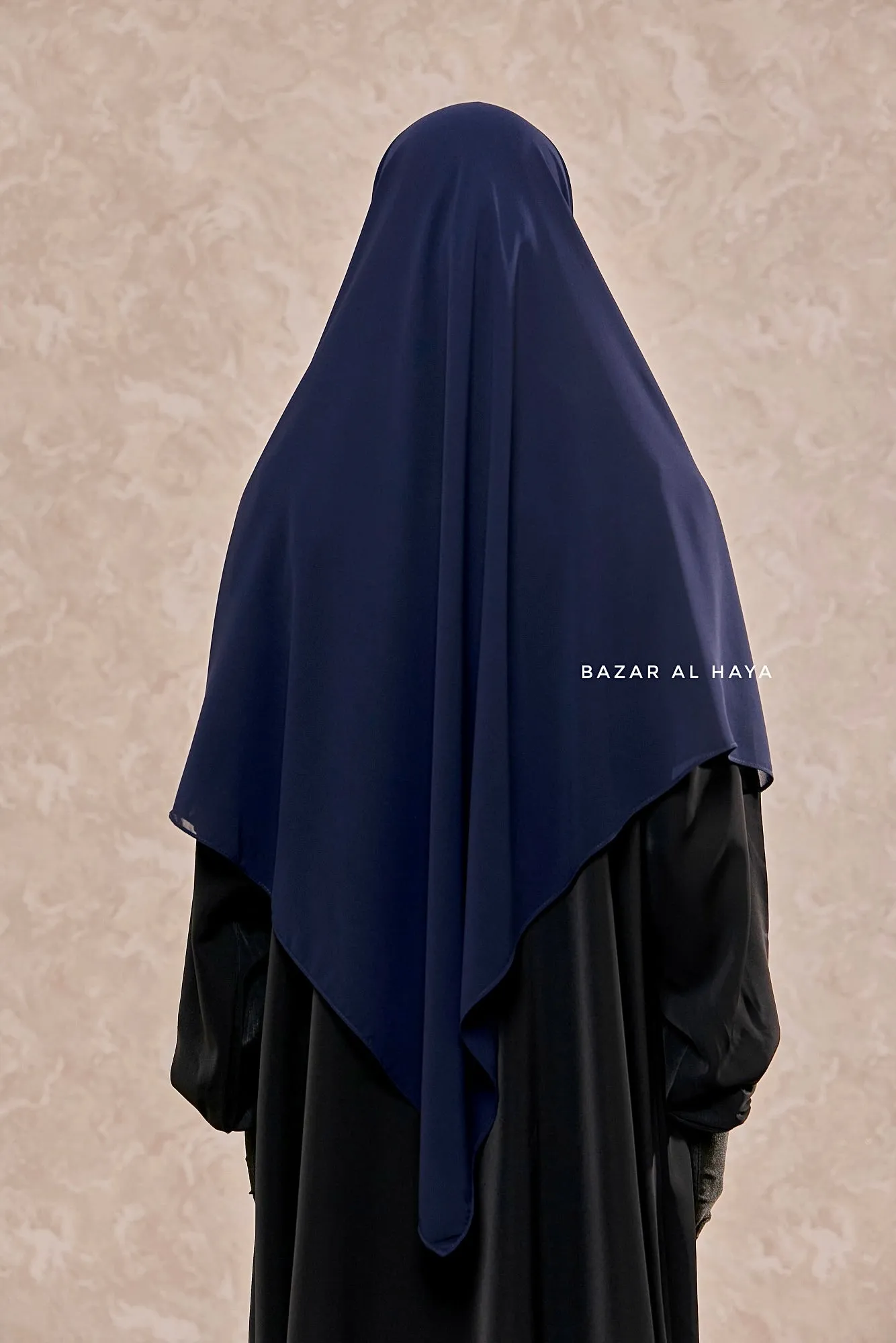 Square Scarf With Half Niqab Set In Dark Blue - Super Breathable - Quality