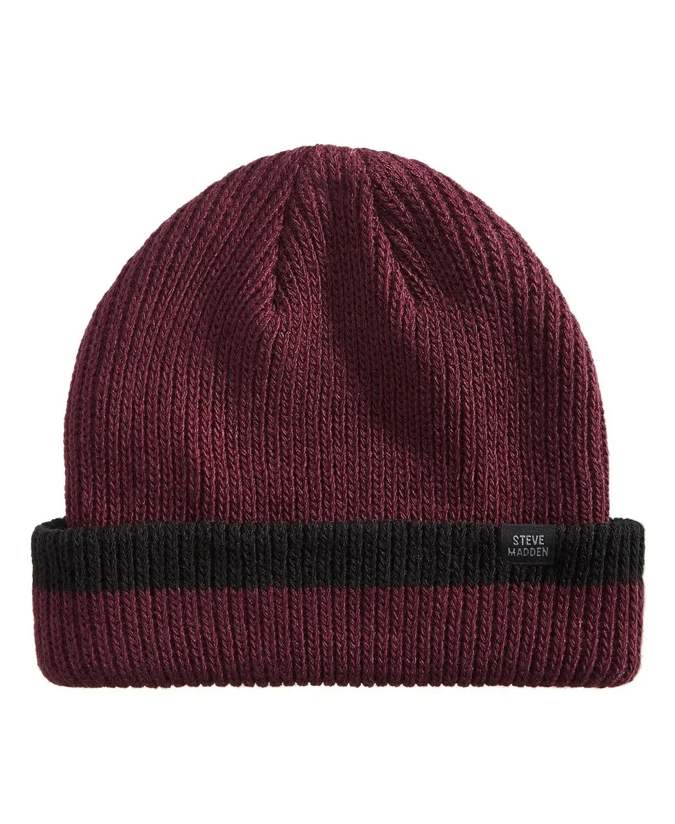 STEVE MADDEN Men's Knitted Beanie- Red Wine