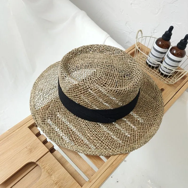 Straw Fedora Hat With Soft Raffia Colored Ribbon Options