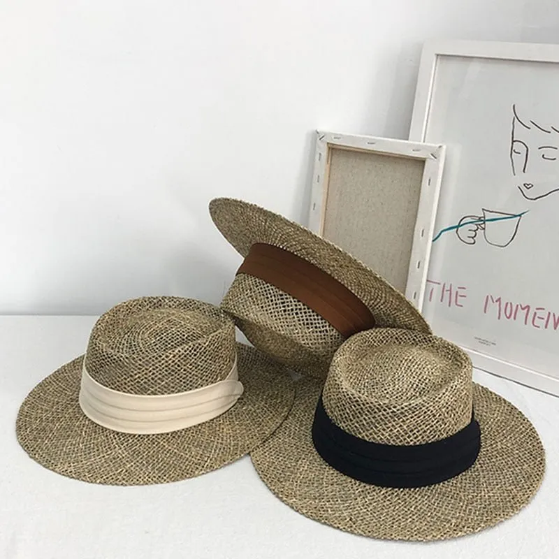 Straw Fedora Hat With Soft Raffia Colored Ribbon Options