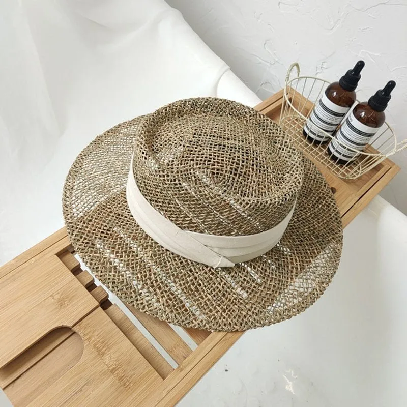 Straw Fedora Hat With Soft Raffia Colored Ribbon Options