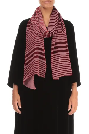 Striped Devoré Dusty Rose Silk Velvet Scarf