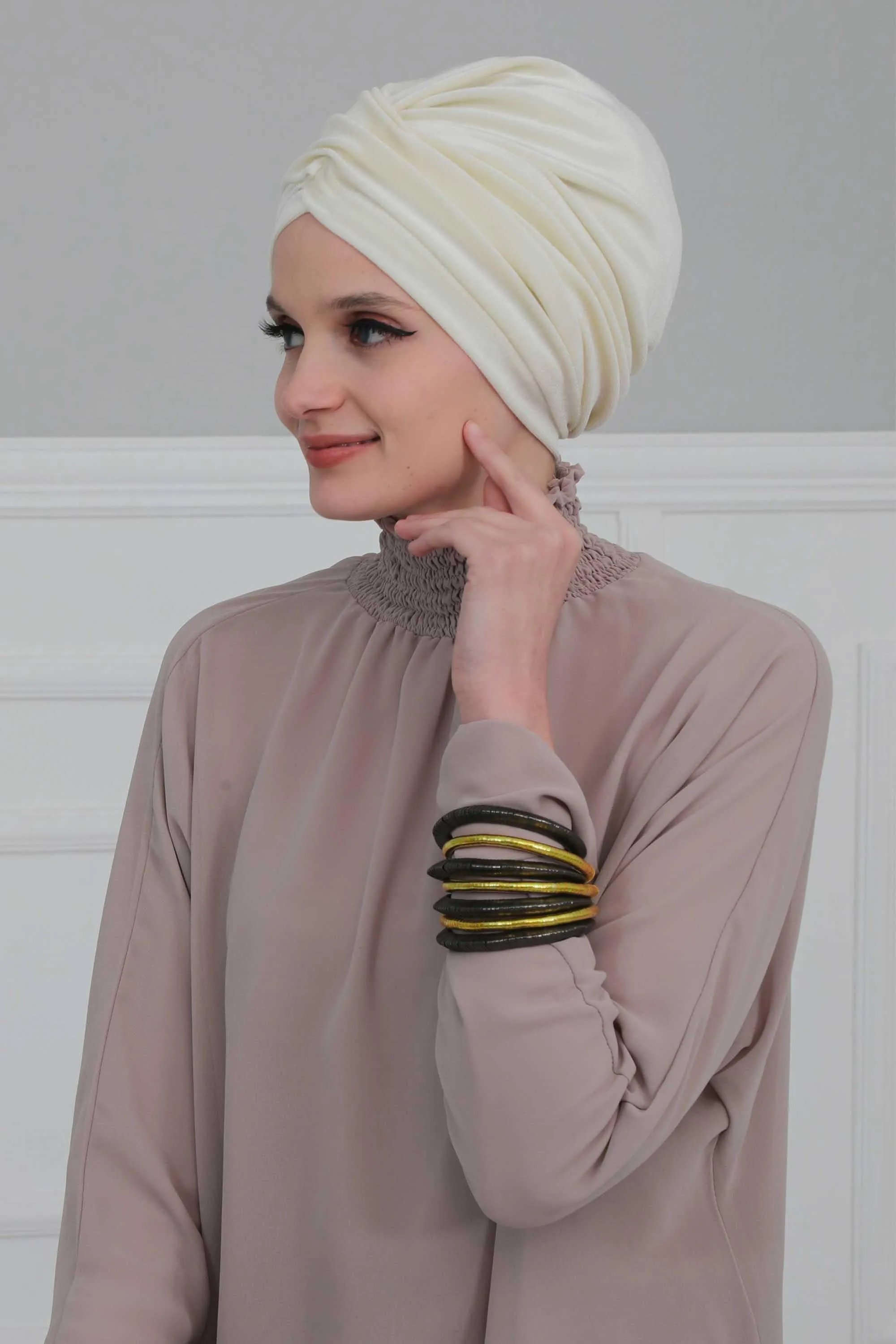 Super Soft Velvet Pre-Tied Turban, Comfortable Lightweight Winter Bonnet Cap for Women, Easy Wrap Women Head Covering, Chemo Cancer Cap,B-9K