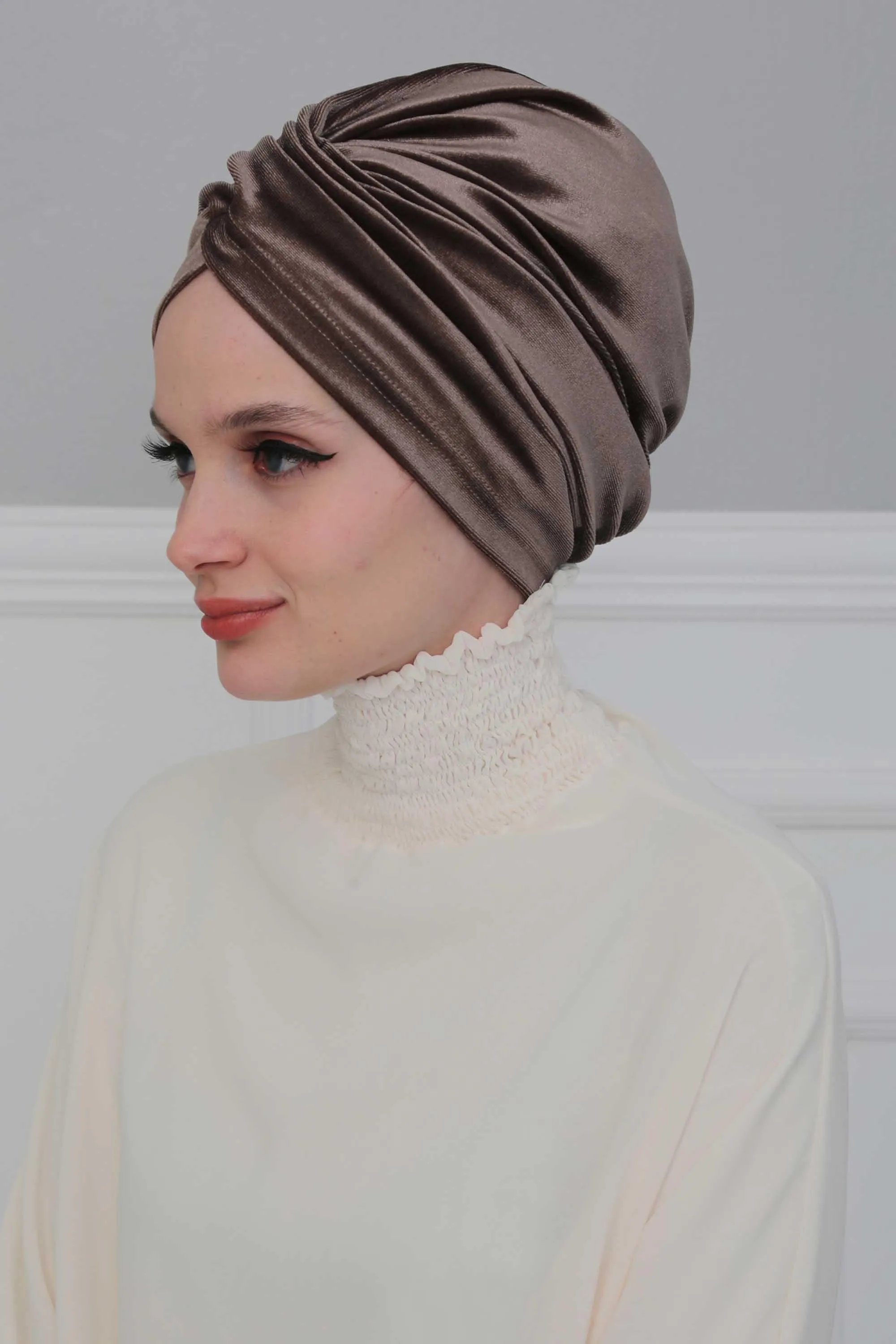 Super Soft Velvet Pre-Tied Turban, Comfortable Lightweight Winter Bonnet Cap for Women, Easy Wrap Women Head Covering, Chemo Cancer Cap,B-9K