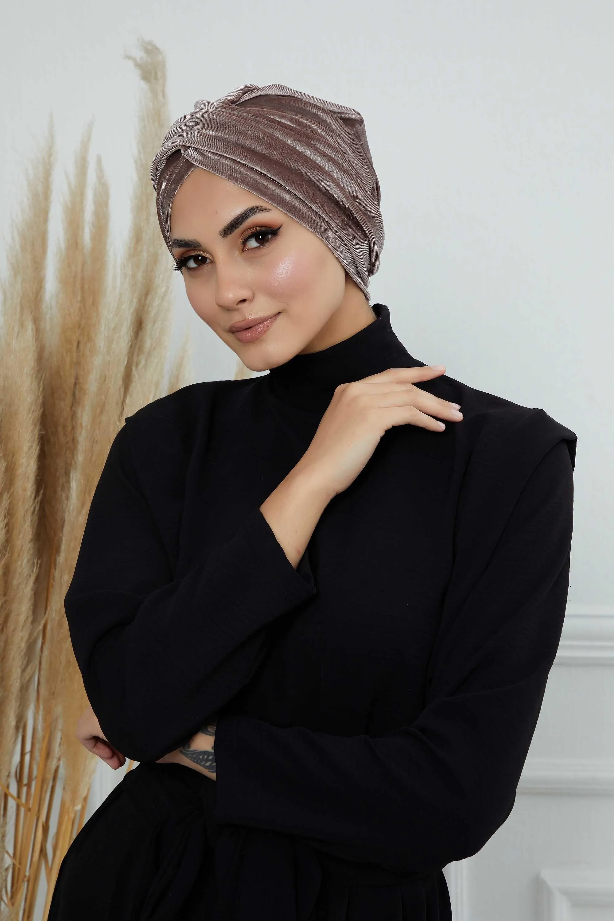 Super Soft Velvet Pre-Tied Turban, Comfortable Lightweight Winter Bonnet Cap for Women, Easy Wrap Women Head Covering, Chemo Cancer Cap,B-9K