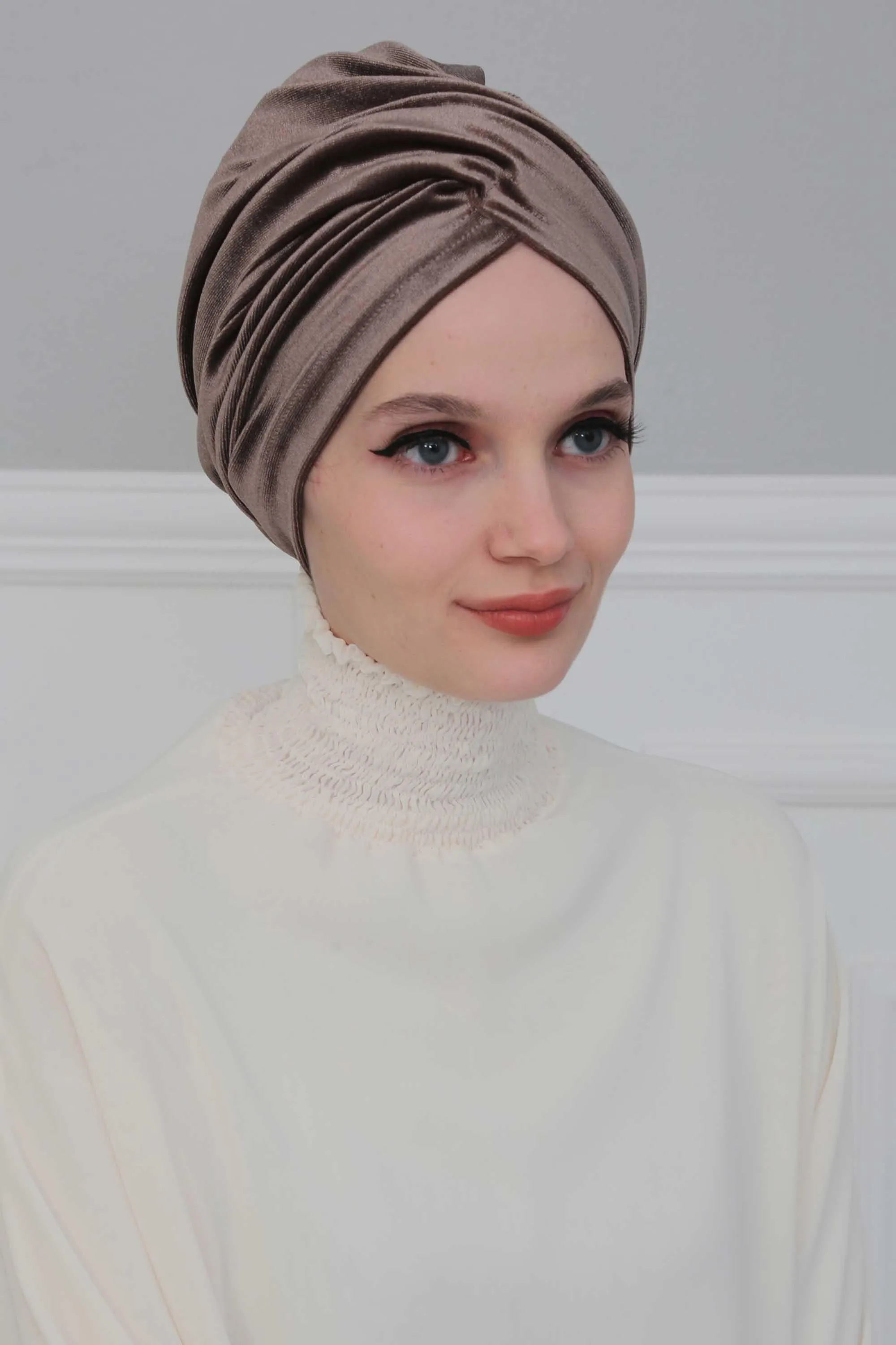 Super Soft Velvet Pre-Tied Turban, Comfortable Lightweight Winter Bonnet Cap for Women, Easy Wrap Women Head Covering, Chemo Cancer Cap,B-9K