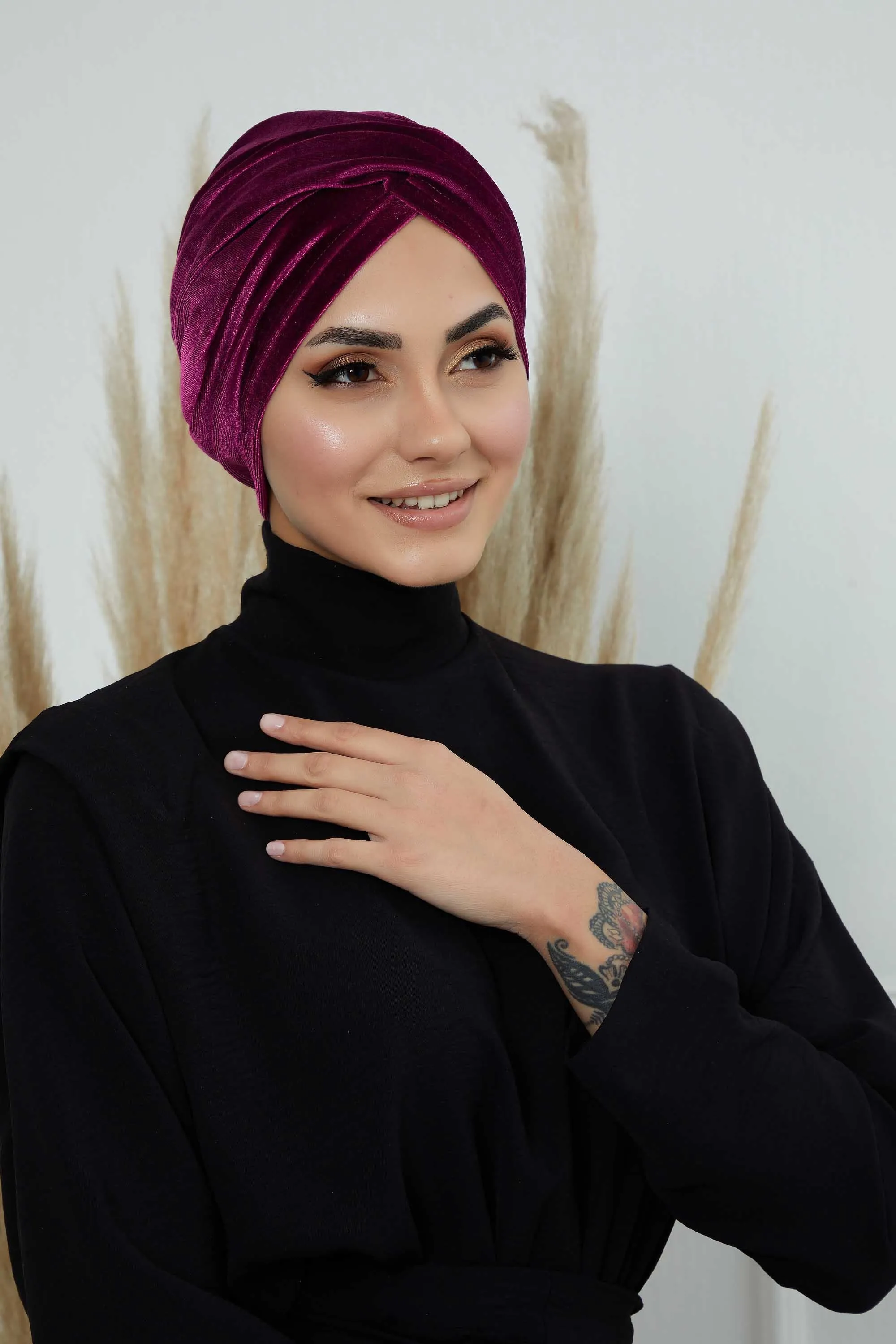 Super Soft Velvet Pre-Tied Turban, Comfortable Lightweight Winter Bonnet Cap for Women, Easy Wrap Women Head Covering, Chemo Cancer Cap,B-9K