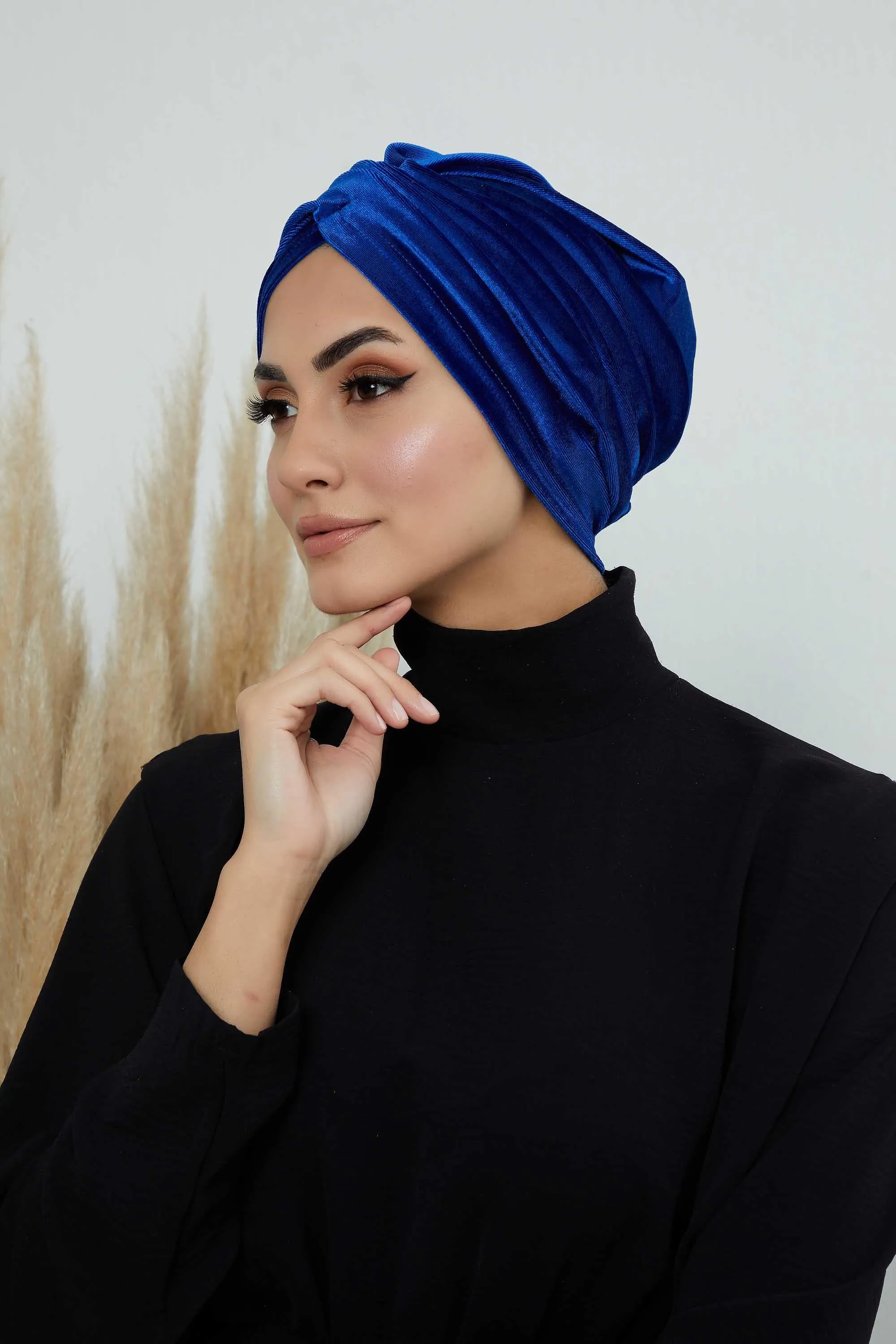 Super Soft Velvet Pre-Tied Turban, Comfortable Lightweight Winter Bonnet Cap for Women, Easy Wrap Women Head Covering, Chemo Cancer Cap,B-9K