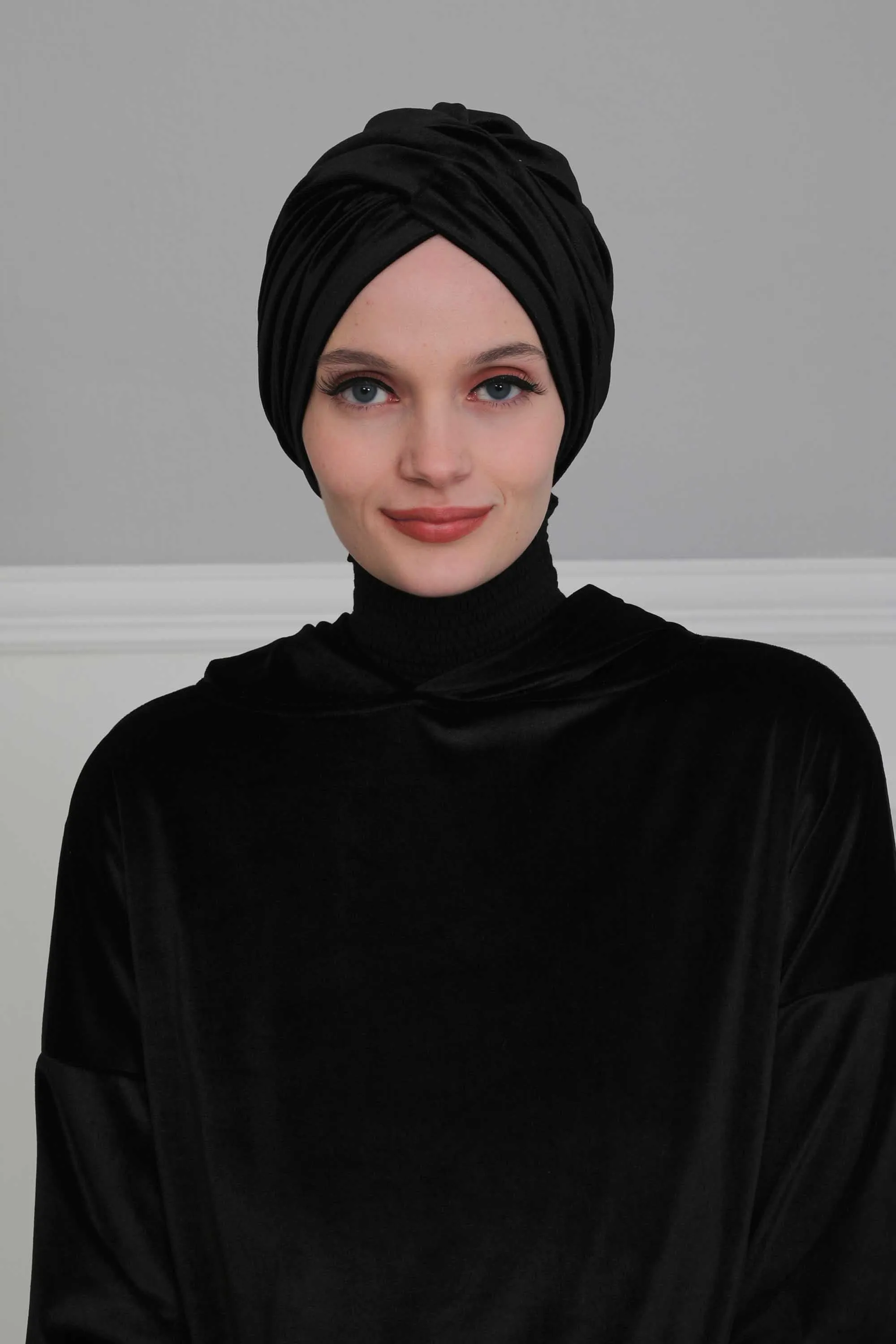 Super Soft Velvet Pre-Tied Turban, Comfortable Lightweight Winter Bonnet Cap for Women, Easy Wrap Women Head Covering, Chemo Cancer Cap,B-9K