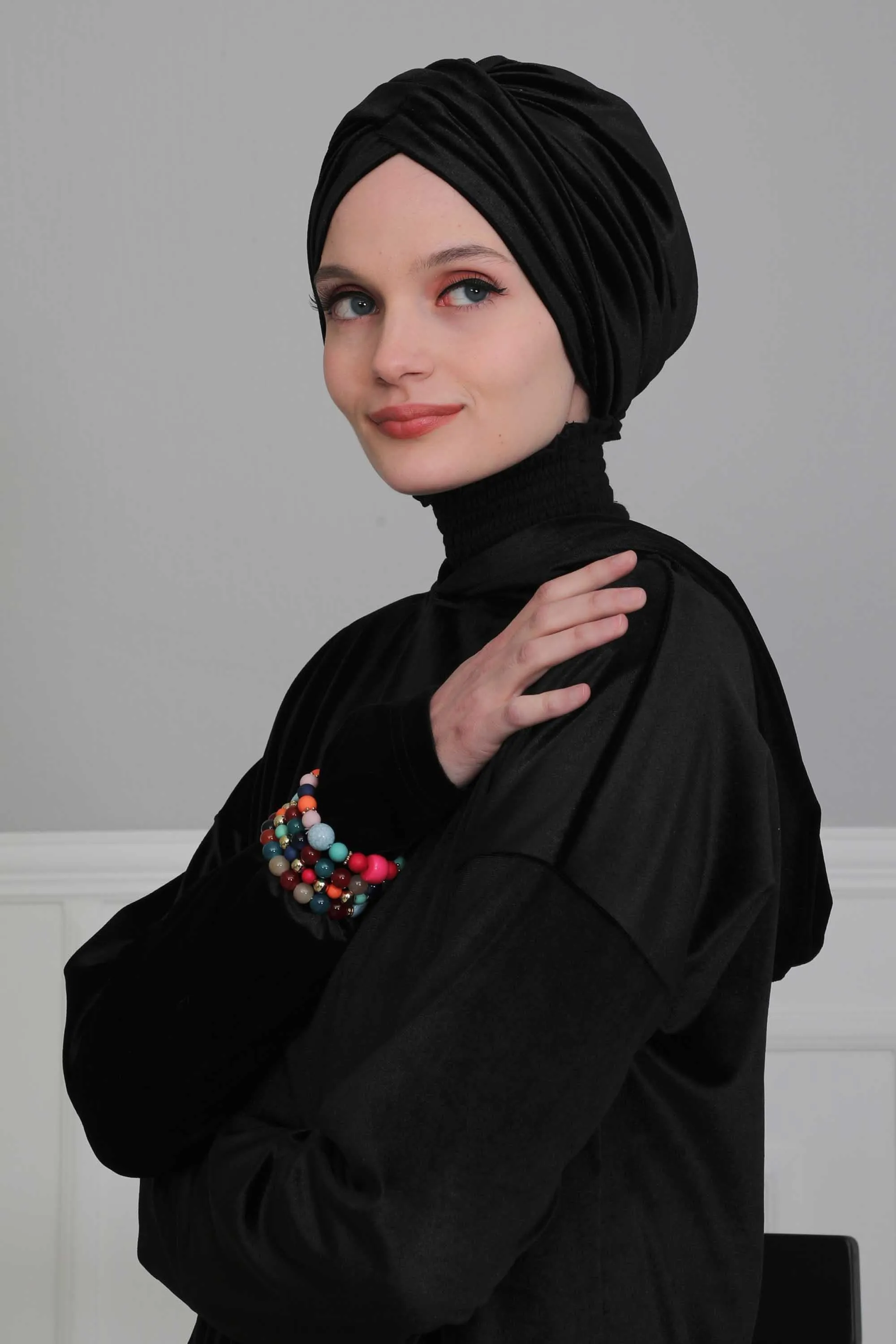 Super Soft Velvet Pre-Tied Turban, Comfortable Lightweight Winter Bonnet Cap for Women, Easy Wrap Women Head Covering, Chemo Cancer Cap,B-9K