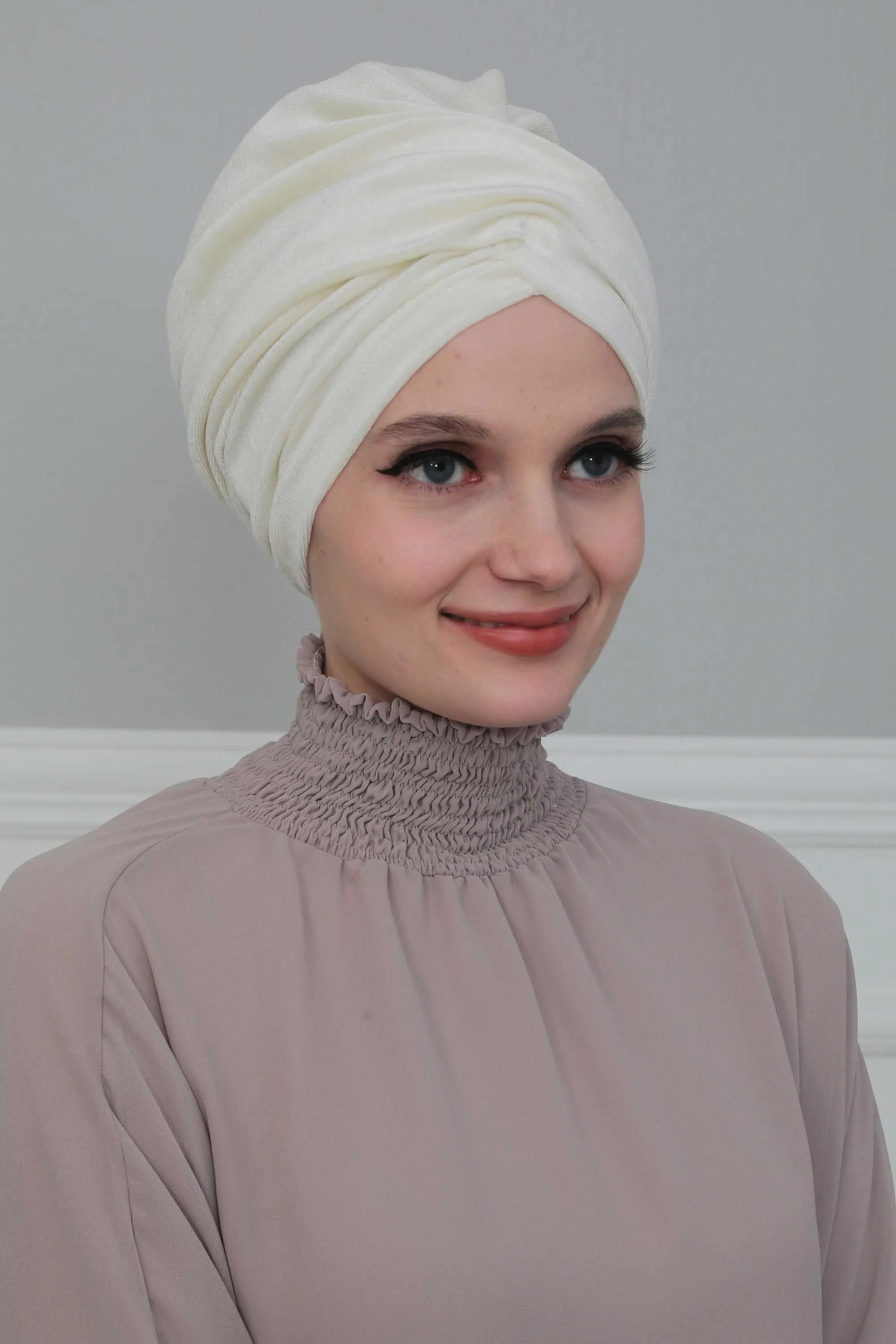 Super Soft Velvet Pre-Tied Turban, Comfortable Lightweight Winter Bonnet Cap for Women, Easy Wrap Women Head Covering, Chemo Cancer Cap,B-9K