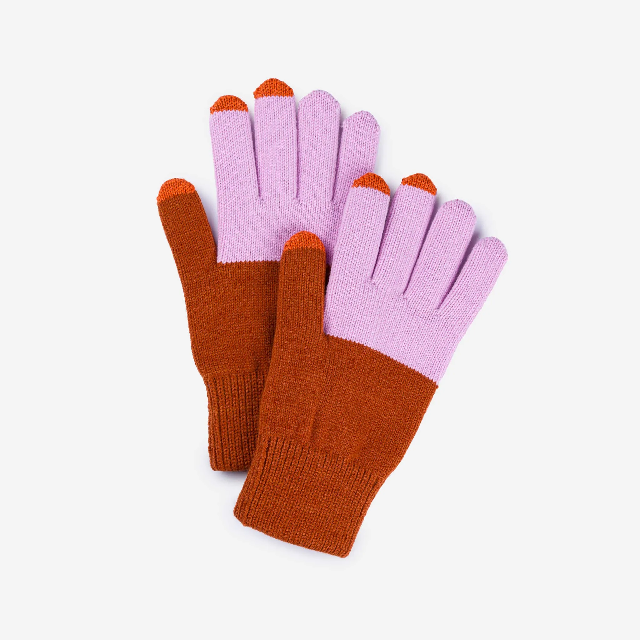 Teal Lilac Knit Touchscreen Gloves