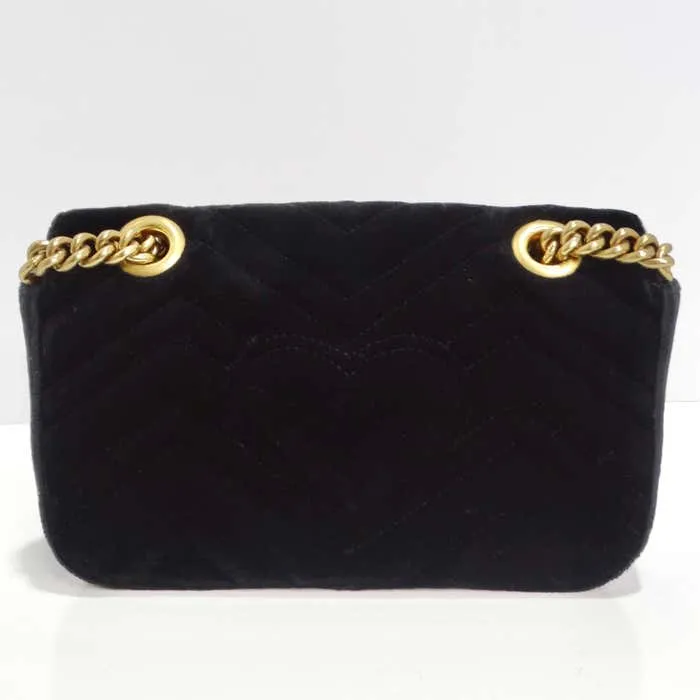 The Gucci Velvet Matelasse Mini GG Marmont Shoulder Bag (For Hire)