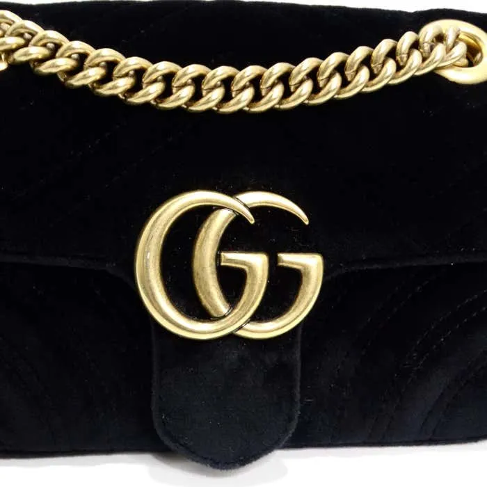 The Gucci Velvet Matelasse Mini GG Marmont Shoulder Bag (For Hire)