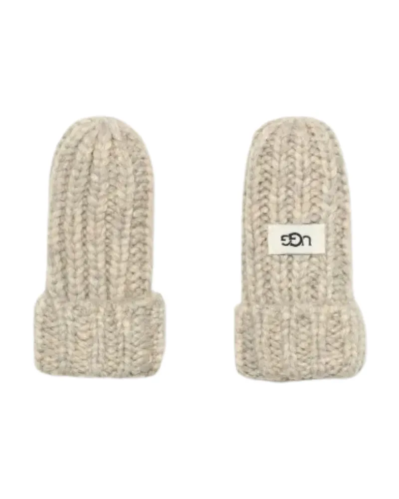 UGG Light Grey Infants Cable Knit Beanie & Mittens Set