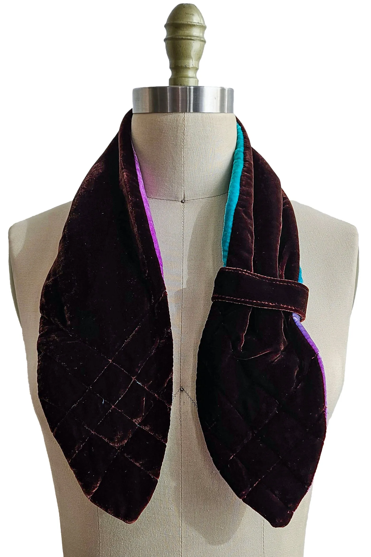 Velvet Pull-Thru Neck Scarf - Eggplant, Turquoise & Purple