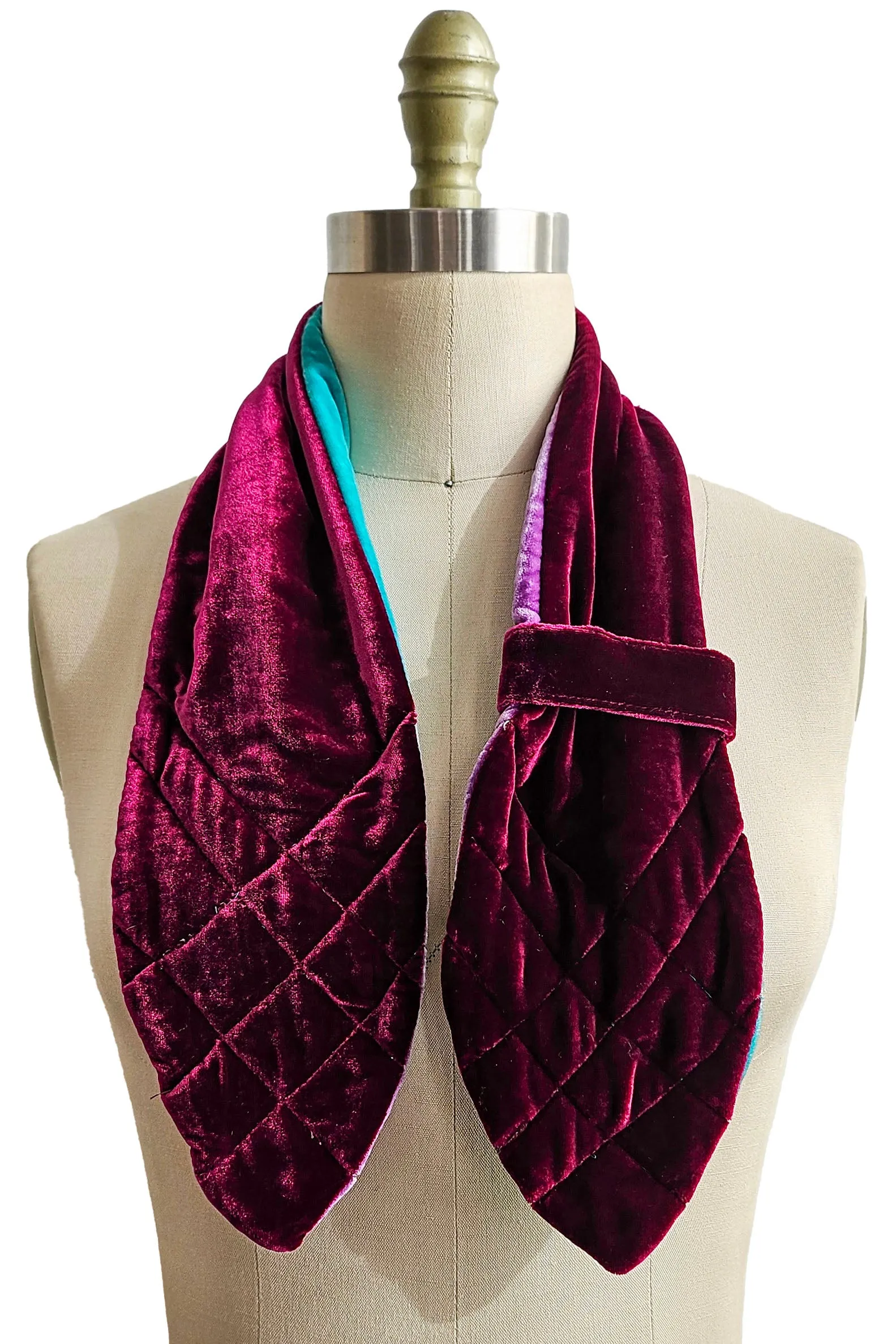 Velvet Pull-Thru Neck Scarf - Magenta, Turquoise & Purple