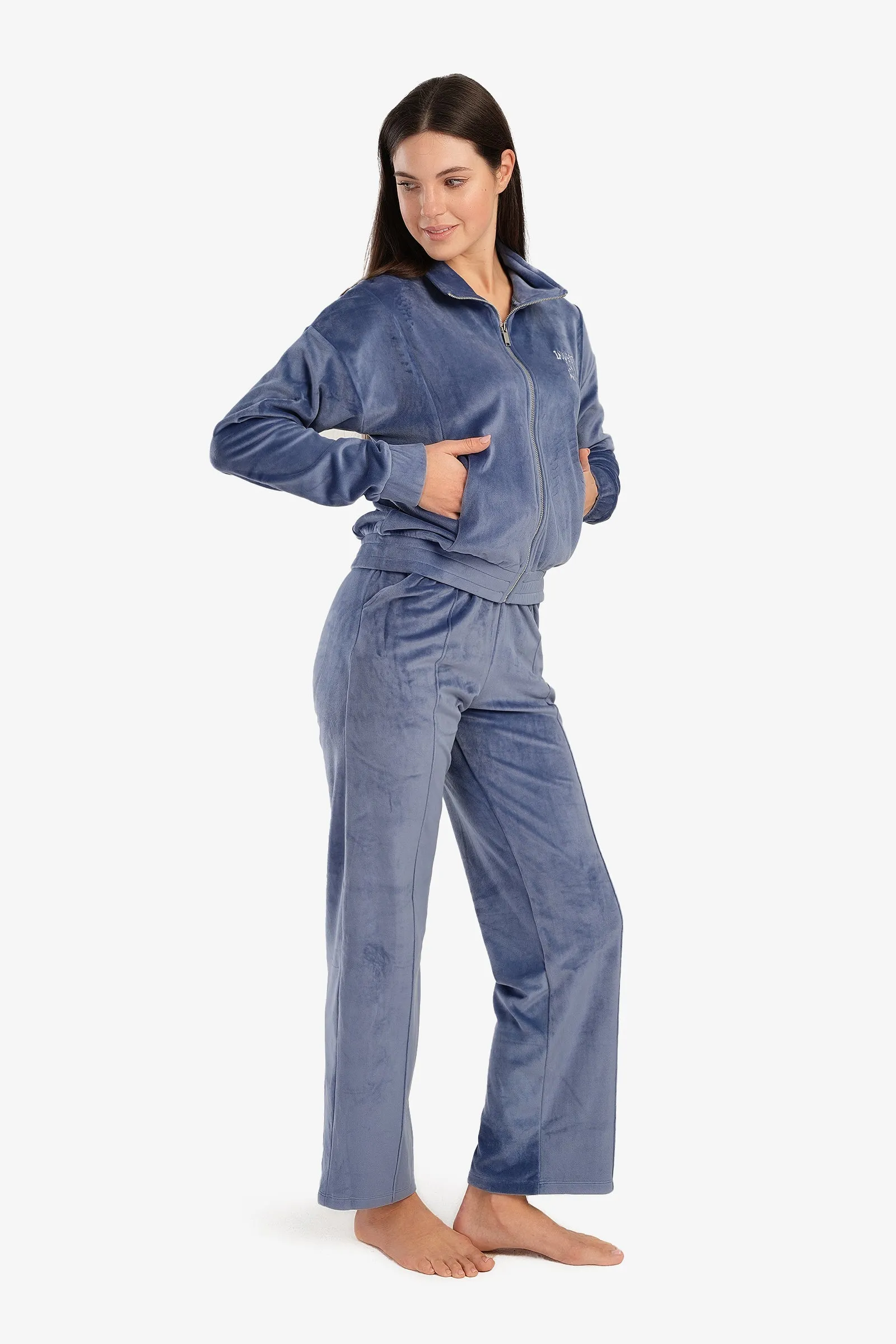 Velvet Stand Collar Pyjama Set