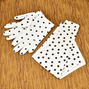 Vintage Polka Dot Gloves with Neck Tie