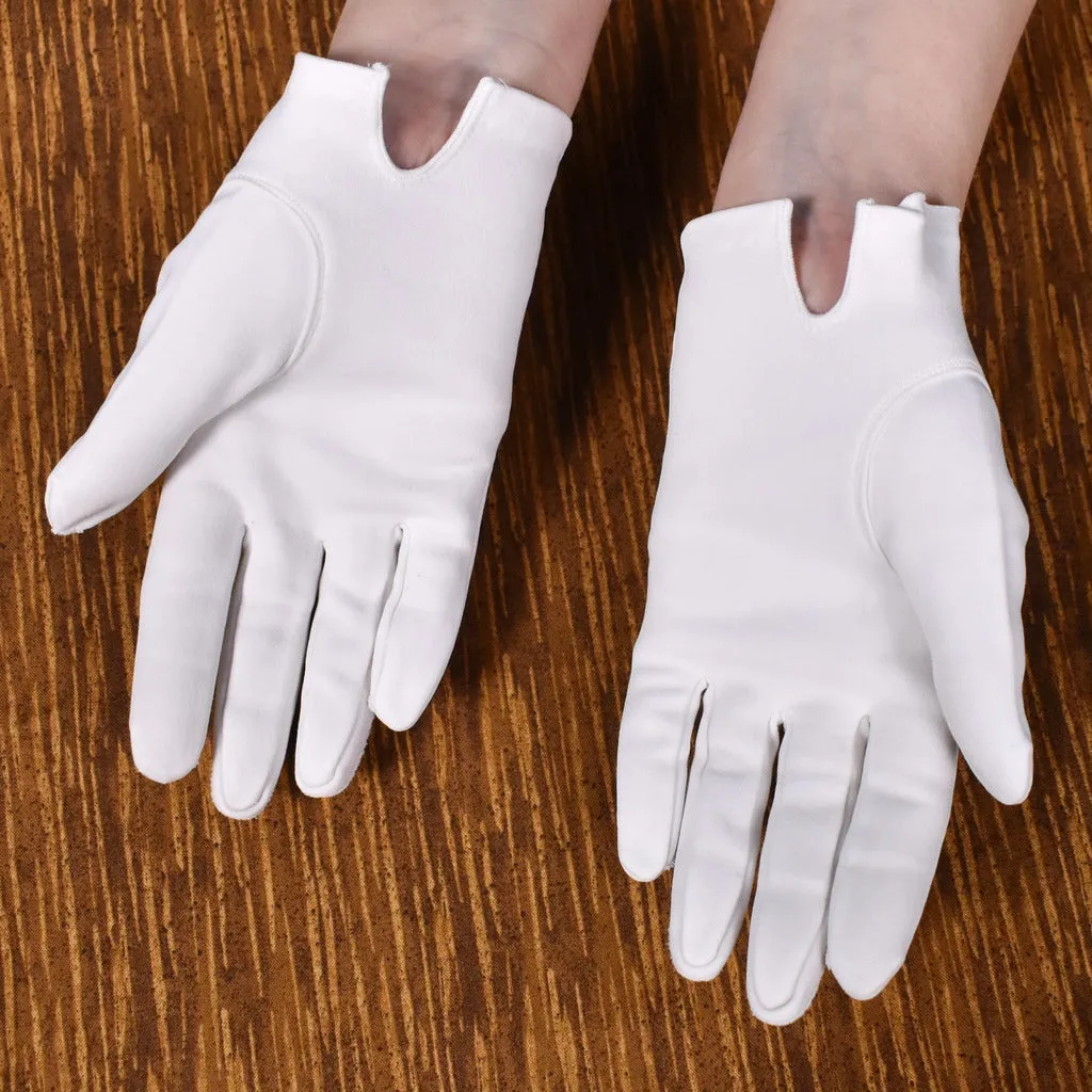 White Bow Embroidery Gloves