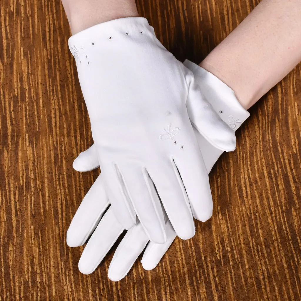 White Bow Embroidery Gloves