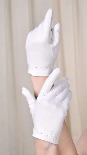 White Bow Embroidery Gloves