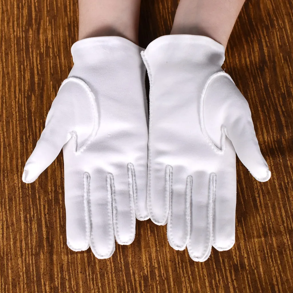 White Dot Embroidery Vintage Gloves