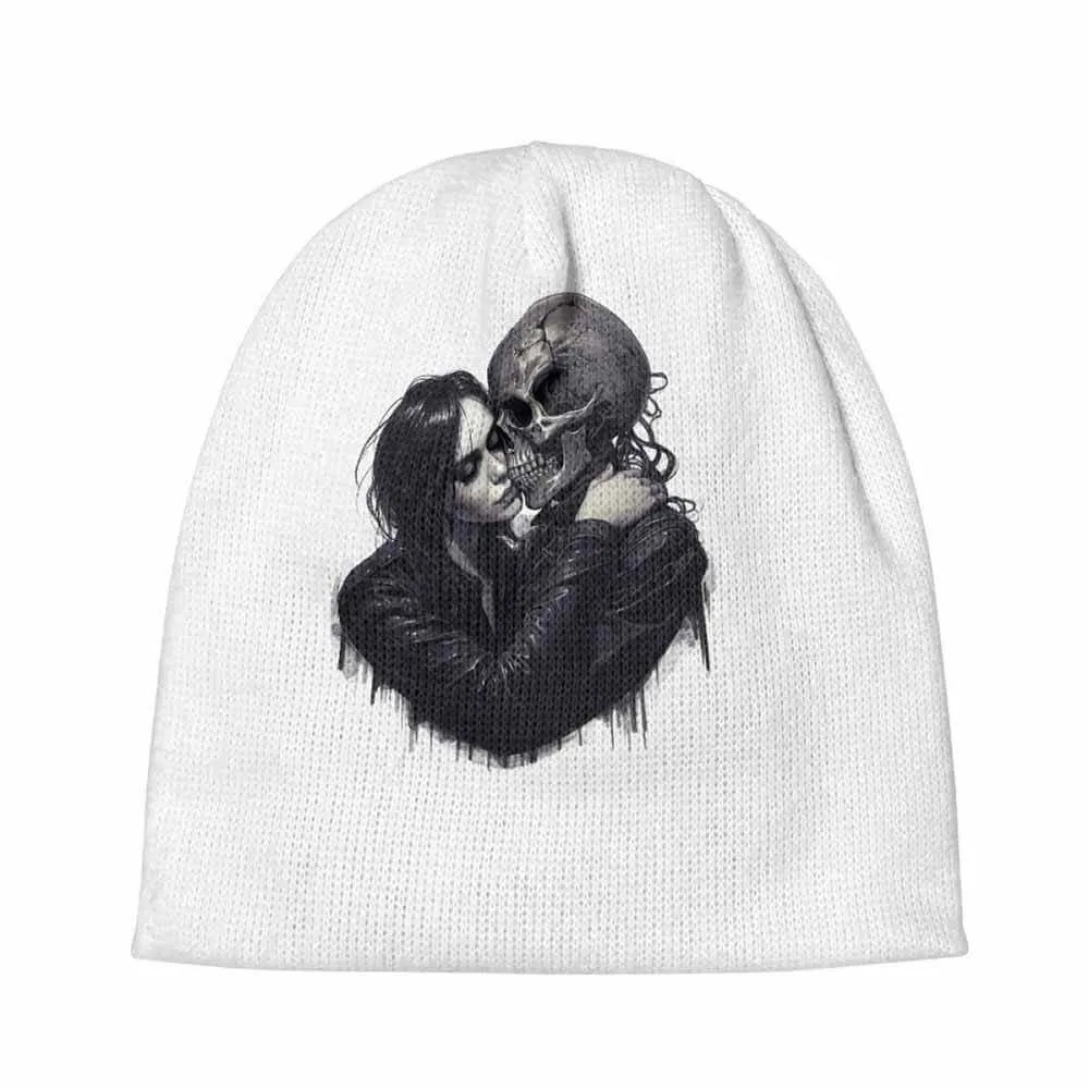 White Girl Skull Skeleton Hug Warm Knitted Beanie Hat