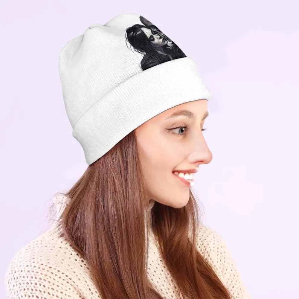 White Girl Skull Skeleton Hug Warm Knitted Beanie Hat