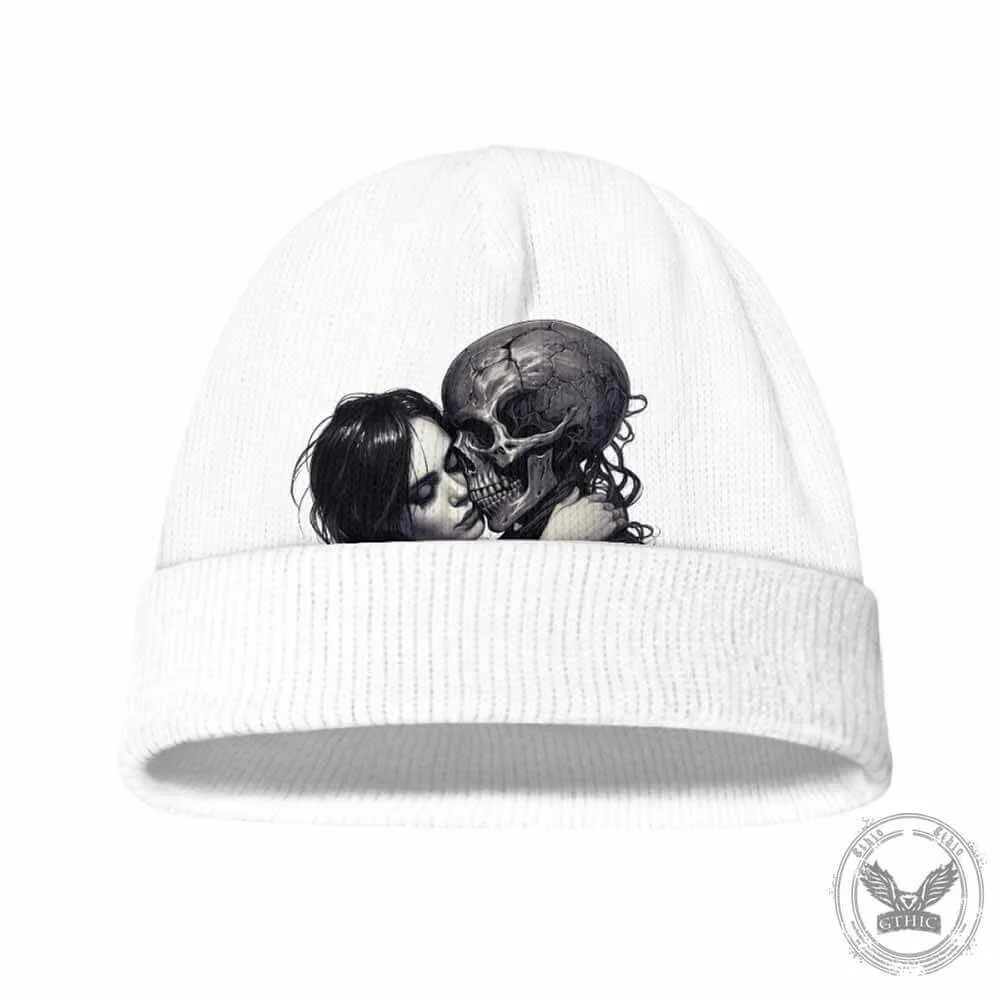 White Girl Skull Skeleton Hug Warm Knitted Beanie Hat