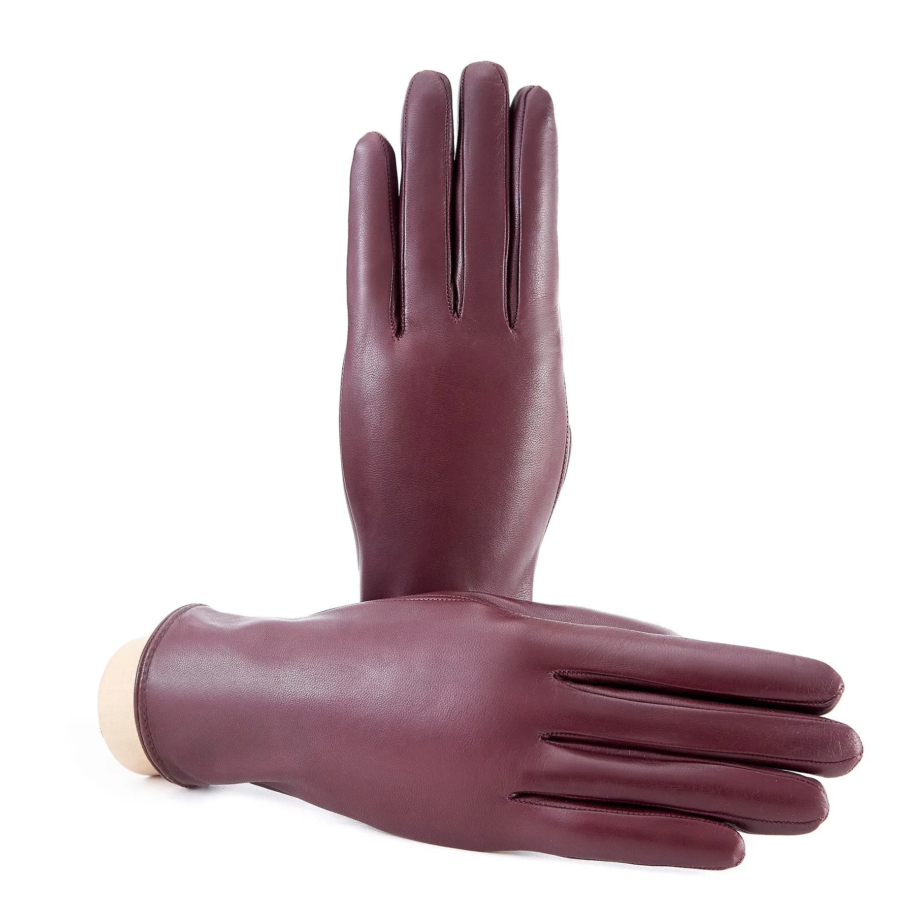 Women’s basic soft nappa leather gloves with palm opening and cashmere lining