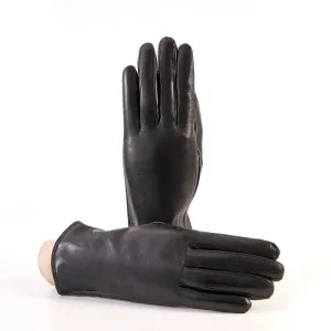 Women’s basic soft nappa touchscreen leather gloves with palm opening and cashmere lining