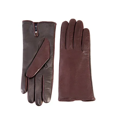 Women’s basic soft nappa touchscreen leather gloves with palm opening and cashmere lining