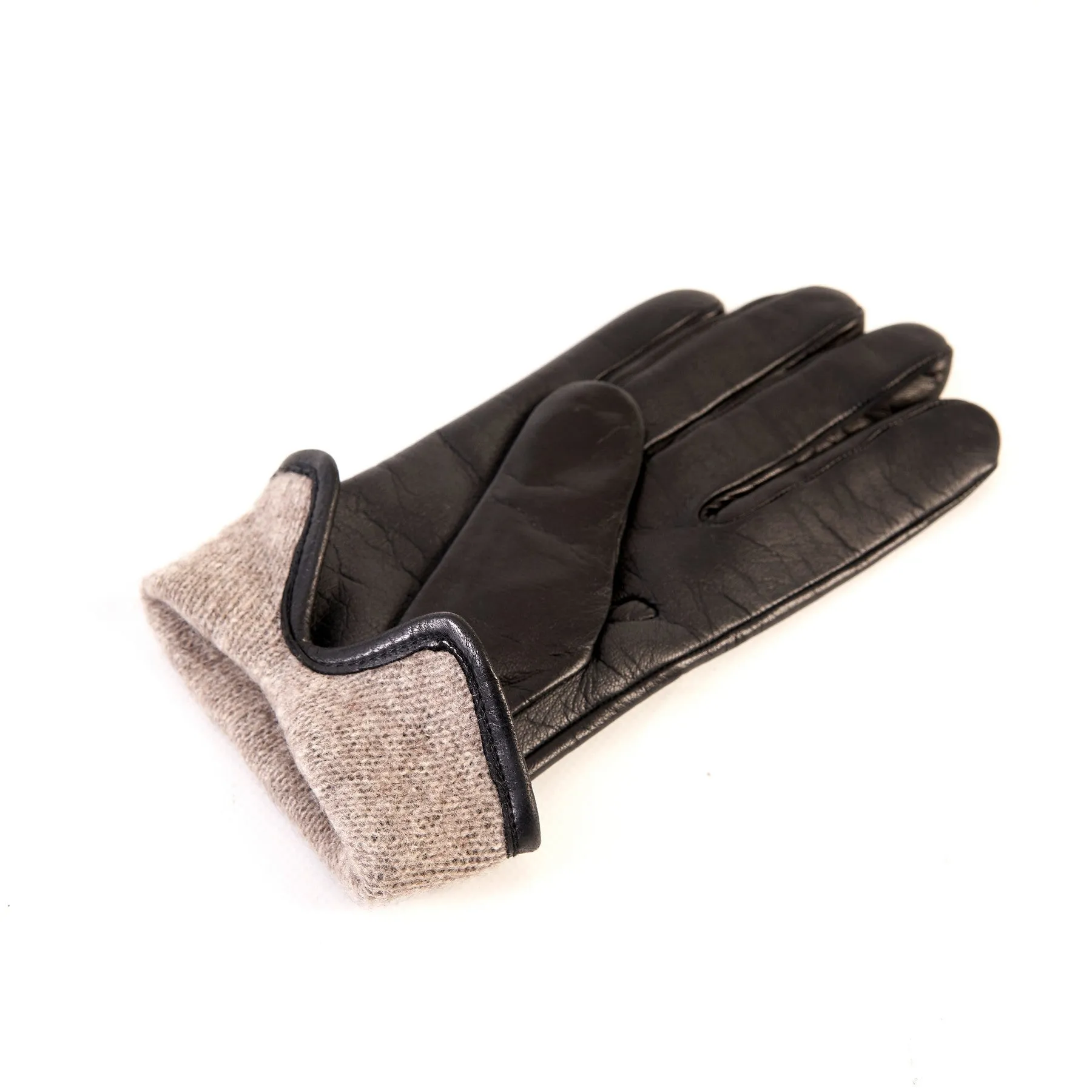 Women’s basic soft nappa touchscreen leather gloves with palm opening and cashmere lining