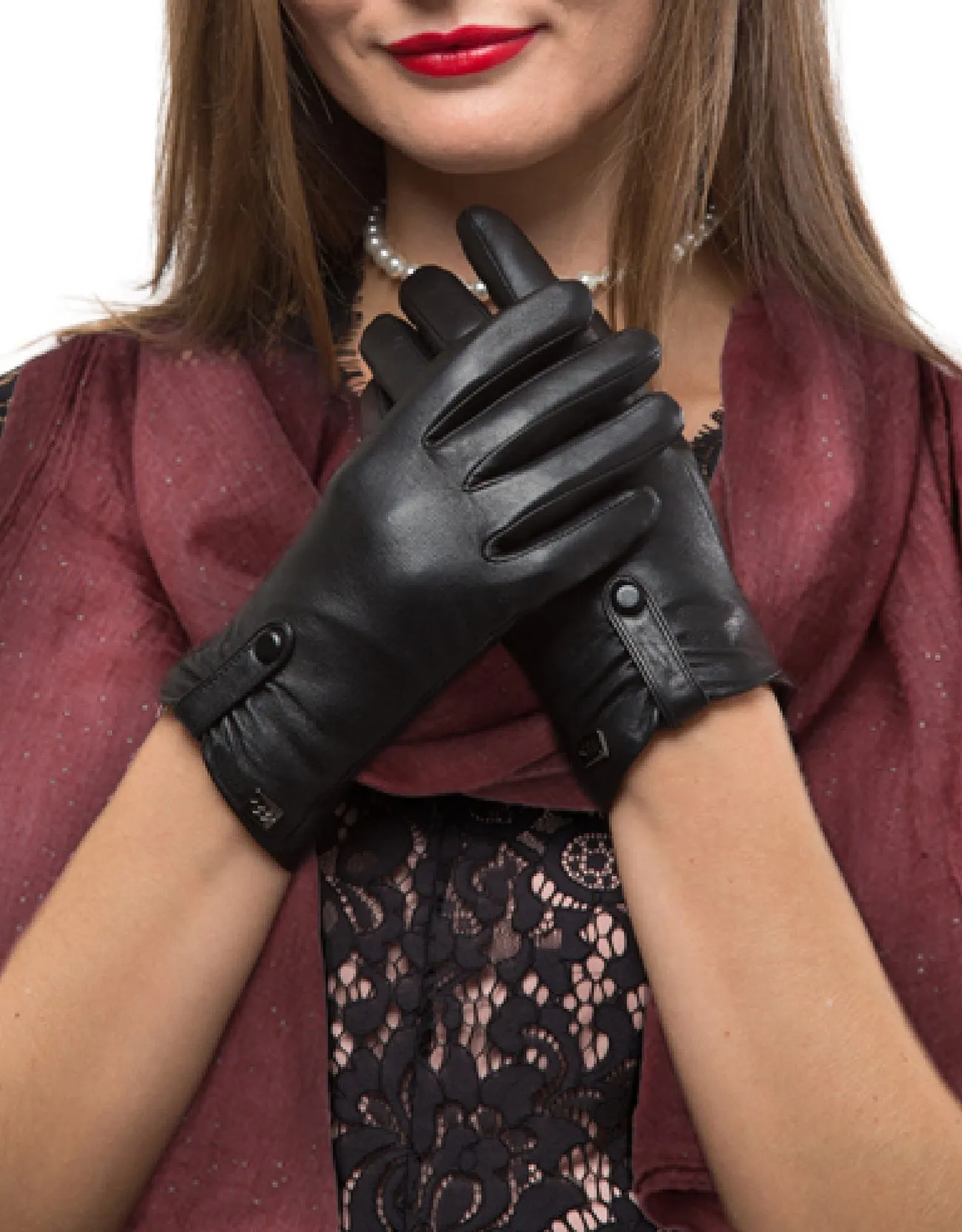 Women's  Compress Snap Touchscreen Sheepskin Glove