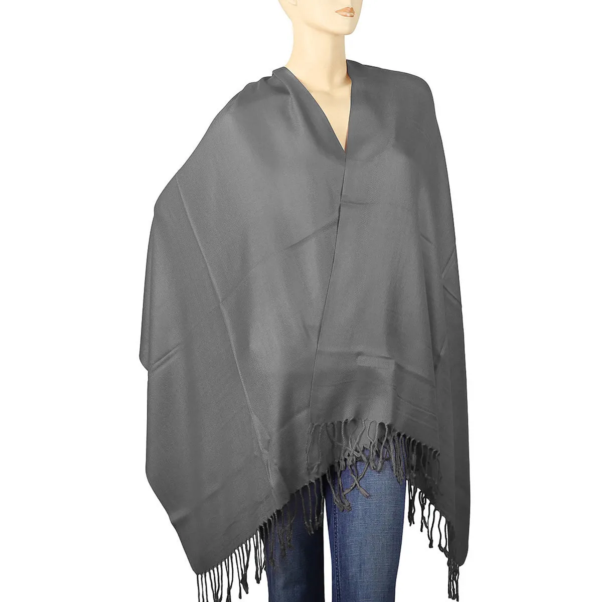 Women's Soft Solid Color Pashmina Shawl Wrap Scarf - Dark Grey