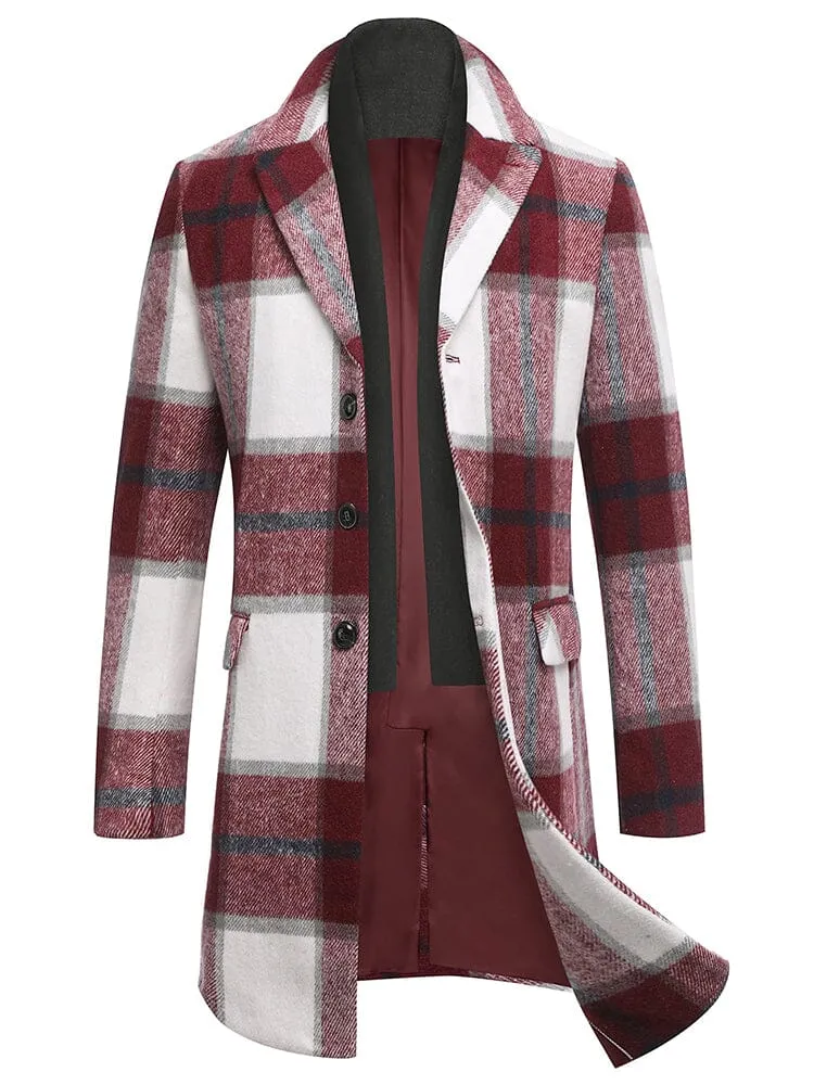 Wool Blend Coat with Detachable Plaid Scarf (US Only)