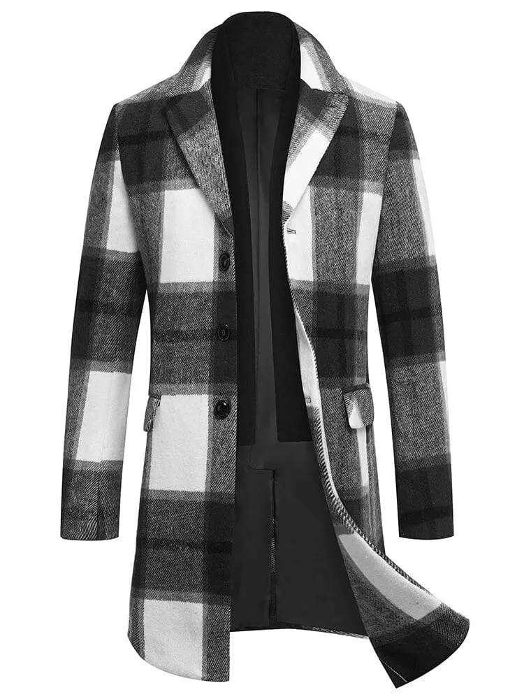 Wool Blend Coat with Detachable Plaid Scarf (US Only)