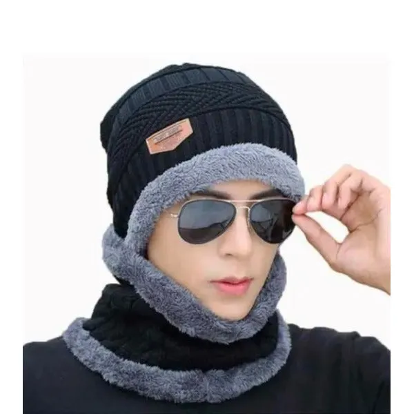 Woolen Winter Beanie & Neck Warmer Combo