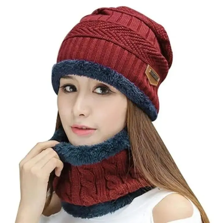 Woolen Winter Beanie & Neck Warmer Combo