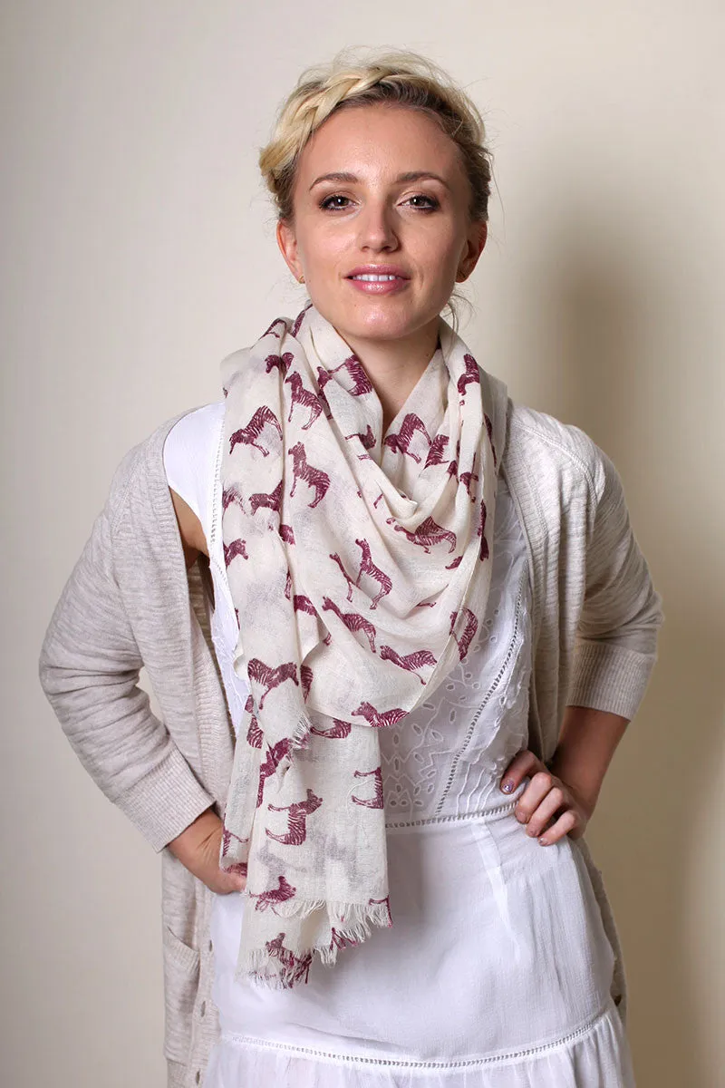 Zebra Animal Print Fine Wool Scarf (3 Colors)