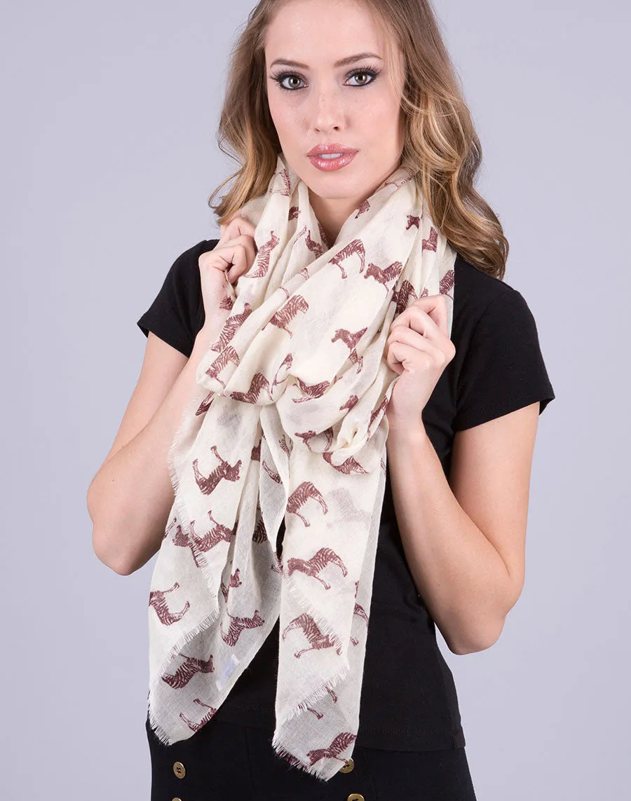 Zebra Animal Print Fine Wool Scarf (3 Colors)