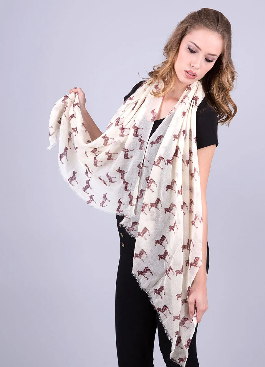 Zebra Animal Print Fine Wool Scarf (3 Colors)